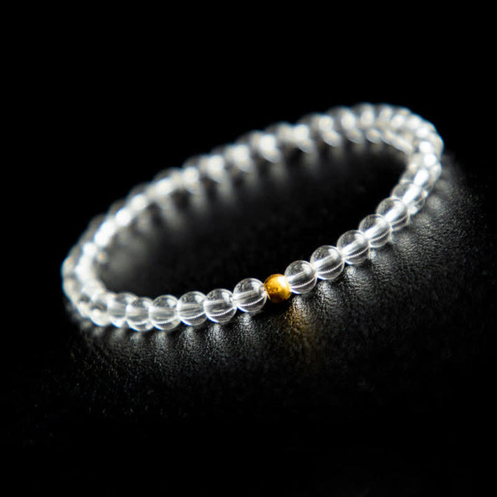 Buddha Stones Natural 4mm Clear Quartz Meditation Bracelet - Clear Quartz(Wrist Circumference:14–15 cm) - image 0