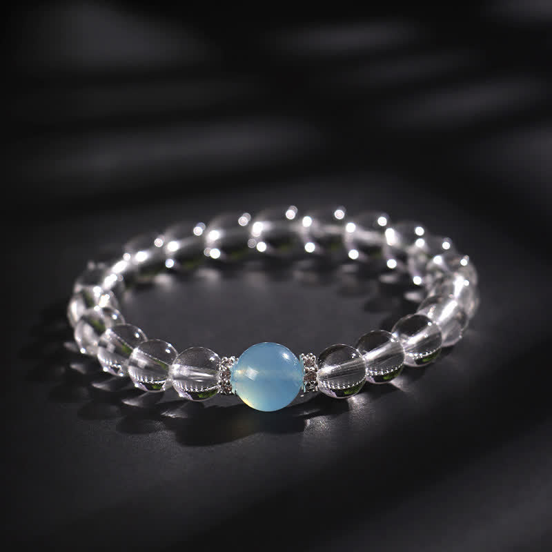 Buddha Stones Clear Quartz Aquamarine Healing Bracelet - 8mm Clear Quartz(Wrist Circumference:15–16 cm) - image 0