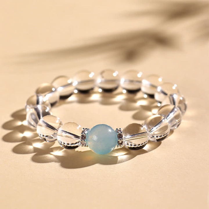 Buddha Stones Clear Quartz Aquamarine Healing Bracelet - image 13