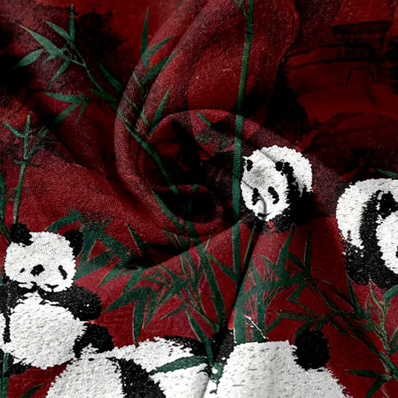 Buddha Stones Cotton Pandas Bamboo Print Elastic Waist Women's Pants With Pockets - image 5