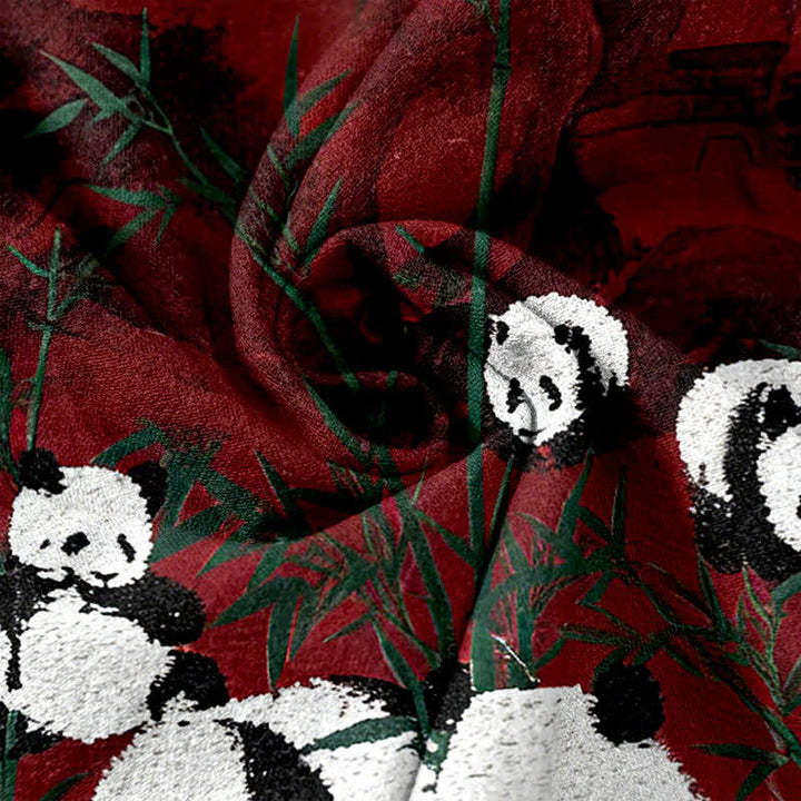 Buddha Stones Cotton Pandas Bamboo Print Elastic Waist Women's Pants With Pockets - image 5
