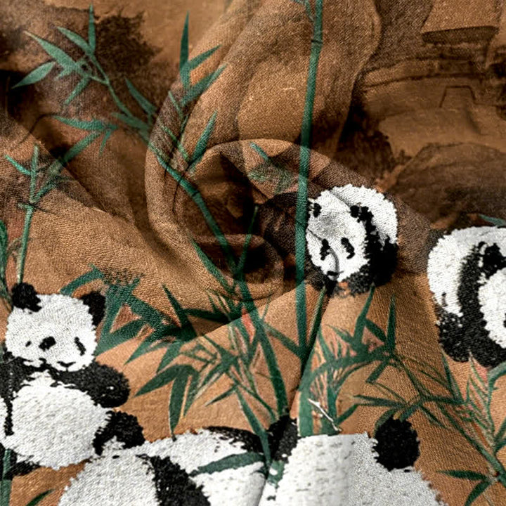 Buddha Stones Cotton Pandas Bamboo Print Elastic Waist Women's Pants With Pockets - image 8