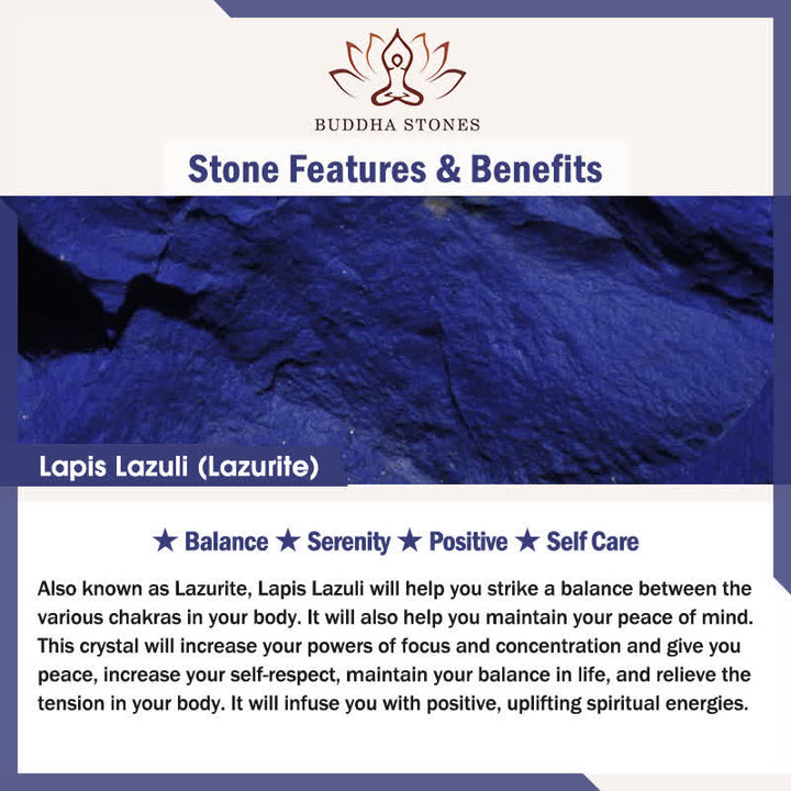 Buddha Stones Natural Irregular Design Lapis Lazuli Lazurite Positive Bracelet - image 5