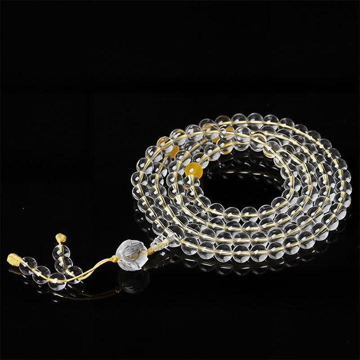 Buddha Stones Liuli Lotus 108 Round Beads Enlightenment Mala - Yellow String - image 10