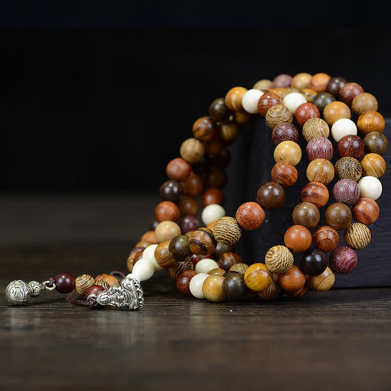 Buddha Stones 108 Beads Multi-Tone Natural Wood Calm Energy Mala - image 2