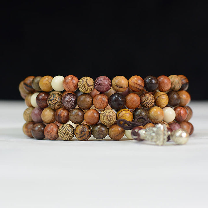 Buddha Stones 108 Beads Multi-Tone Natural Wood Calm Energy Mala - image 4