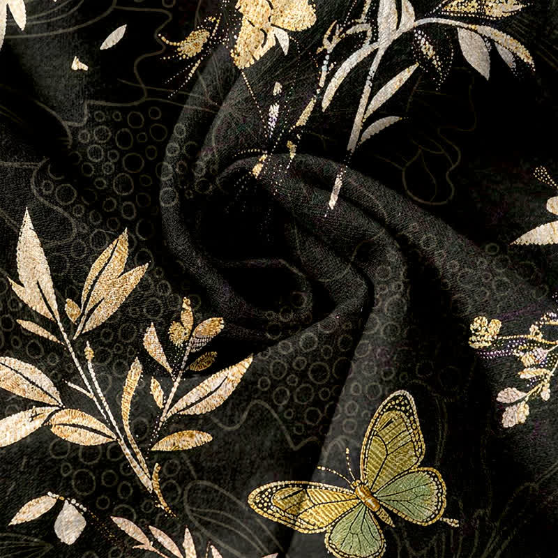 Buddha Stones Pure Cotton Butterfly leaves Flowers Pattern Drawstring Colorful Women's Pants With Pockets - image 3