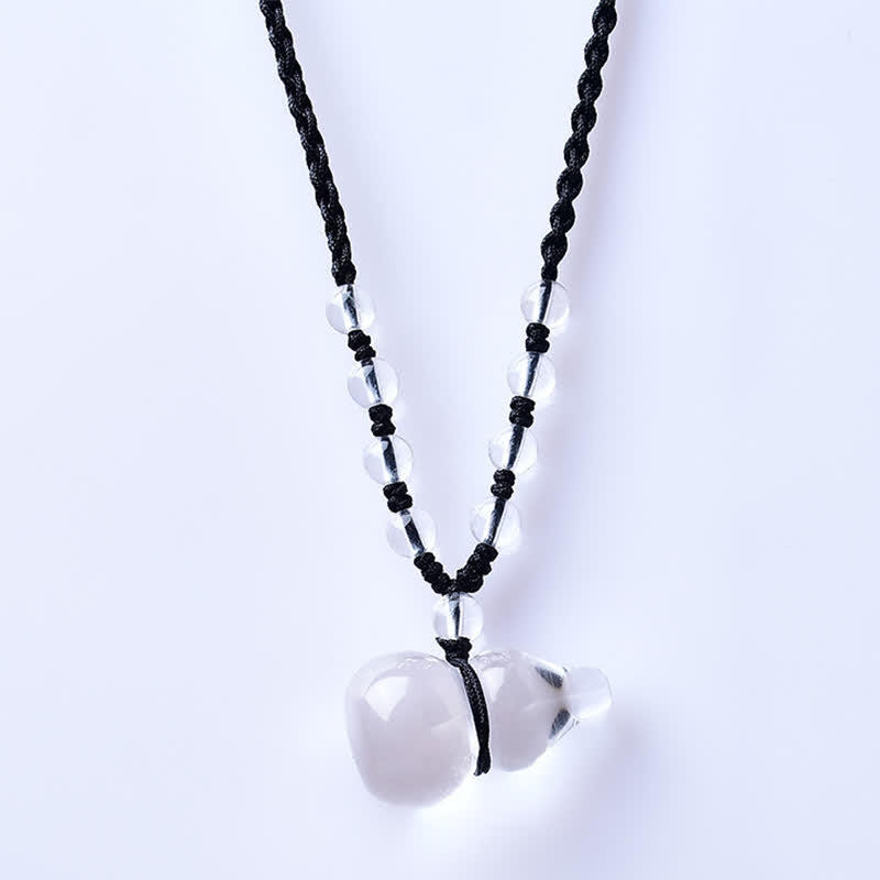 Buddha Stones Natural Clear Quartz Gourd Protection Beads Rope Necklace - image 1