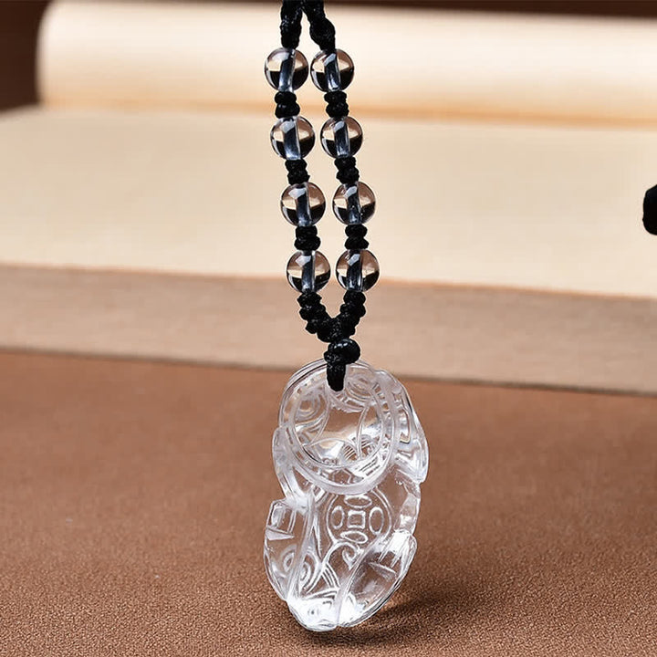 Buddha Stones Natural Clear Quartz Pixiu Clarity Beads Rope Necklace - image 3