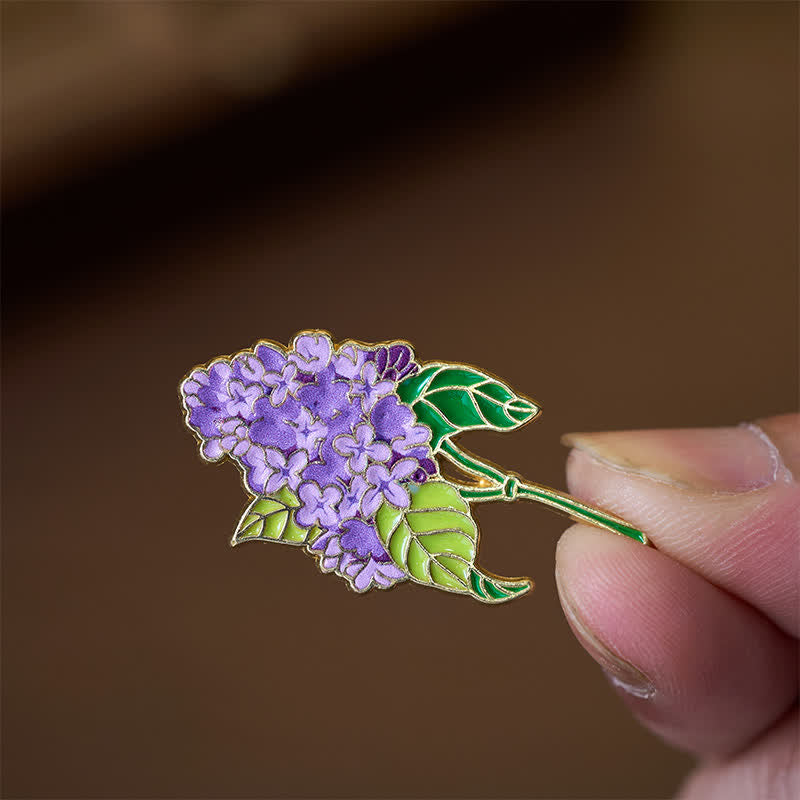 Buddha Stones Small Forget-Me-Not Corn Poppy Lily of the Valley Hydrangea Lupine Copper Brooch - image 14