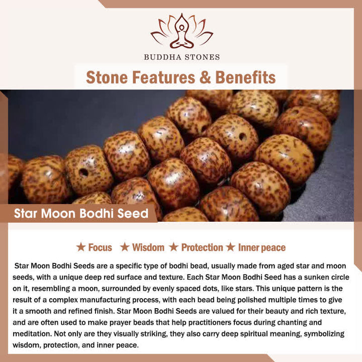 Buddha Stones Star Moon Bodhi Seed Fox Gourd Wisdom Tibetan Handmade 108 Bead Mala - image 5