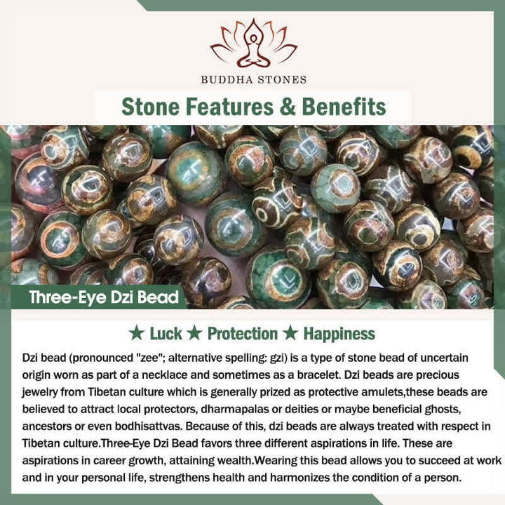Buddha Stones Tibetan Dzi Bead Vajra Three-Eye Dzi Bead Braided Rope Protection Necklace - image 6
