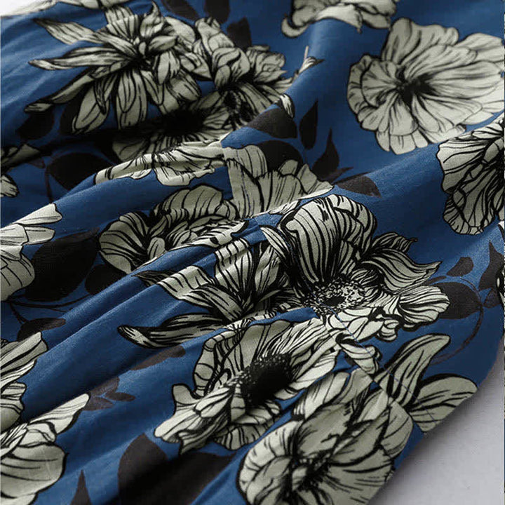 Buddha Stones Summer Large Floral Crew Neck Women's Sleeveless Below Knee Dress With Pockets - image 9
