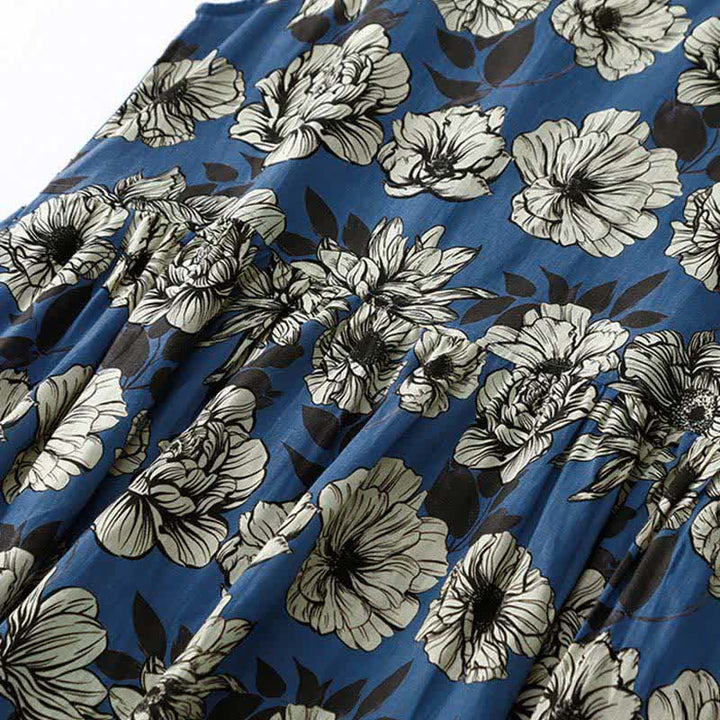 Buddha Stones Summer Large Floral Crew Neck Women's Sleeveless Below Knee Dress With Pockets - image 4