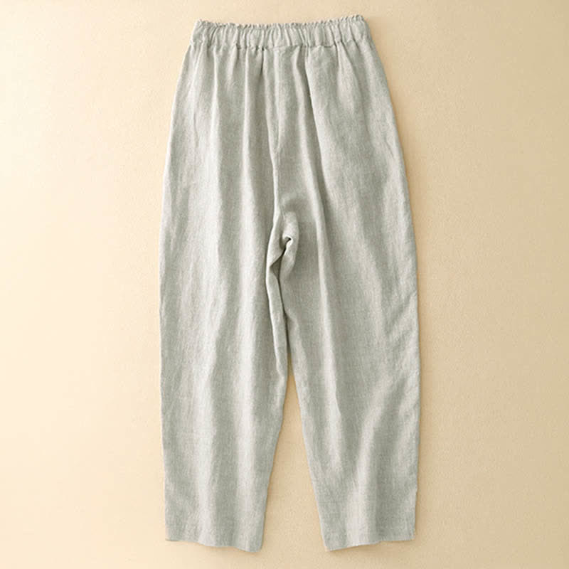 Buddha Stones Summer Linen Women's Tapered Pants With Pockets - image 9