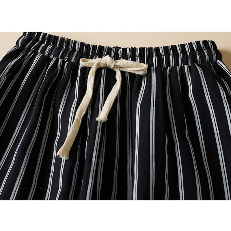 Buddha Stones Spring Elastic Waist Solid Women's Cropped Wide Leg Pants With Pockets - image 2