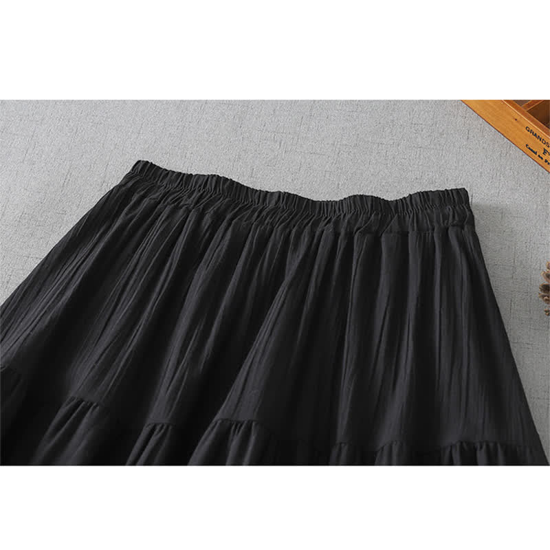 Buddha Stones Summer Boho Hollow Hem Design Solid Women's Skirts - image 17