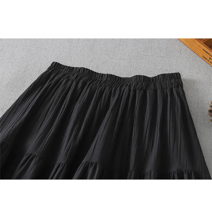 Buddha Stones Summer Boho Hollow Hem Design Solid Women's Skirts - image 17
