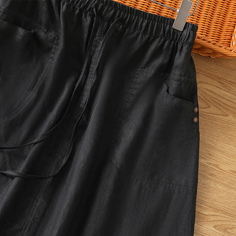 Buddha Stones Spring Casual Drawstring Solid Women's Skirts With Pockets - image 18