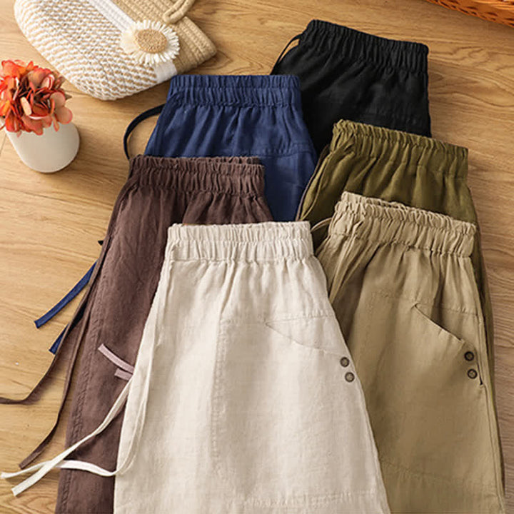 Buddha Stones Spring Casual Drawstring Solid Women's Skirts With Pockets - image 20