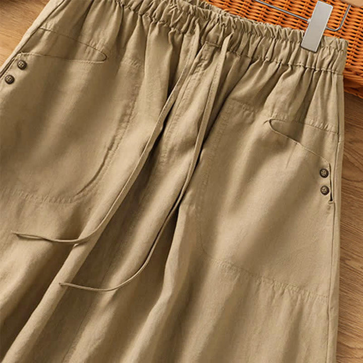 Buddha Stones Spring Casual Drawstring Solid Women's Skirts With Pockets - image 6