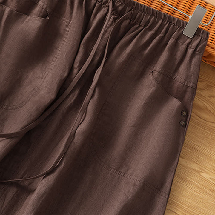 Buddha Stones Spring Casual Drawstring Solid Women's Skirts With Pockets - image 9