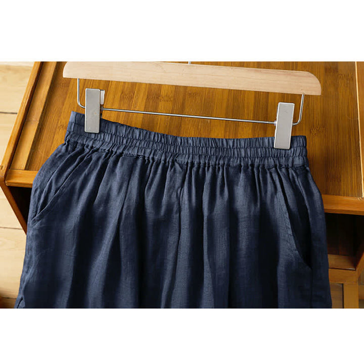 Buddha Stones Summer Boho Embroidery Solid Women's Wide Leg Pants With Pockets - image 3