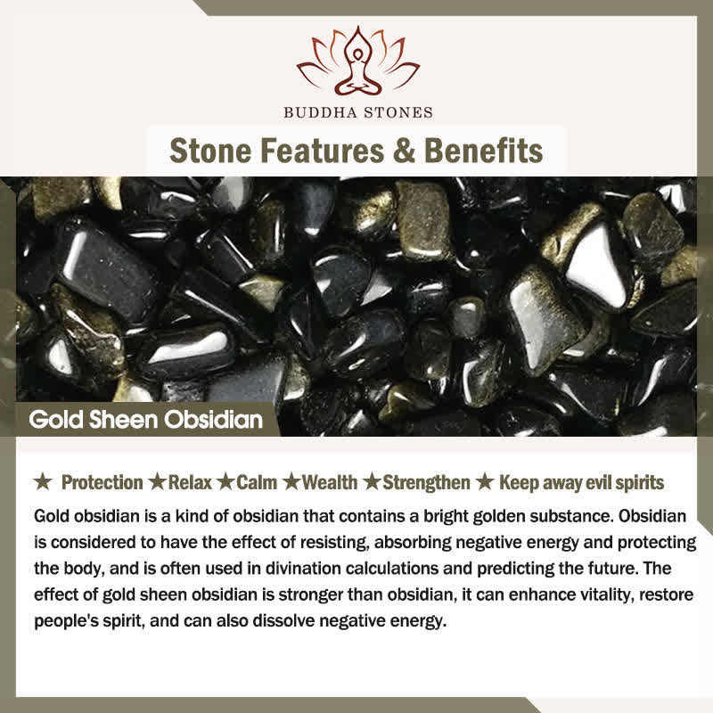 Buddha Stones Golden Sheen Obsidian Yin Yang Protection and Balance Bracelet - image 4
