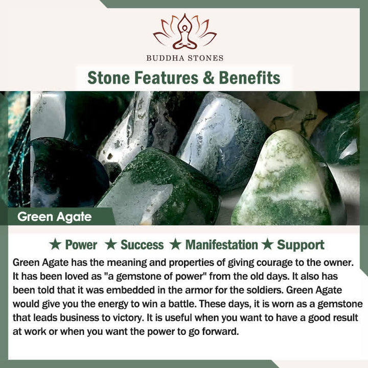 Buddha Stones Natural Green Agate Om Mani Padme Hum Color Change PiXiu Success Bracelet - image 5