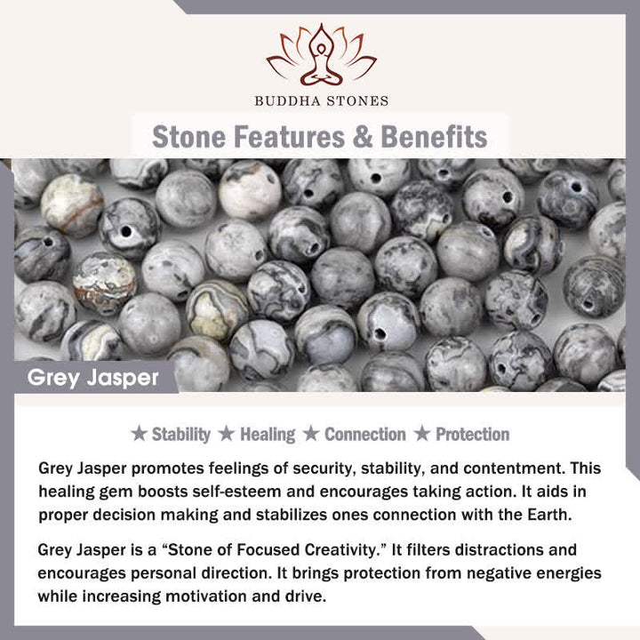 Buddha Stones Frosted Stone Black Obsidian Grey Jasper Beads Activate Bracelet - image 7