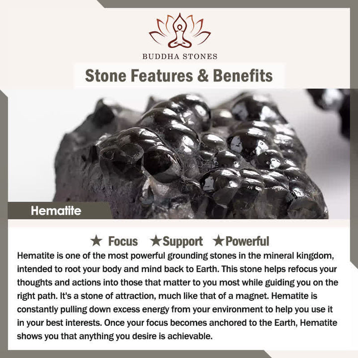 Buddha Stones Amethyst Black Obsidian Hematite Beads Meditation Bracelet - image 7
