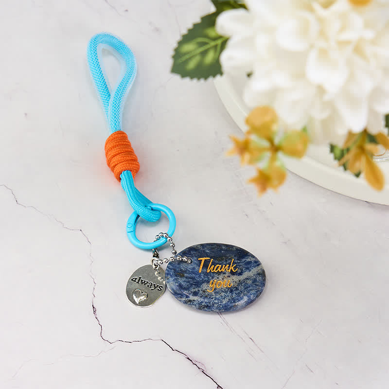 Buddha Stones Thank You Gifts Natural Sodalite Calm Key Chain Hanging Decoration - image 1