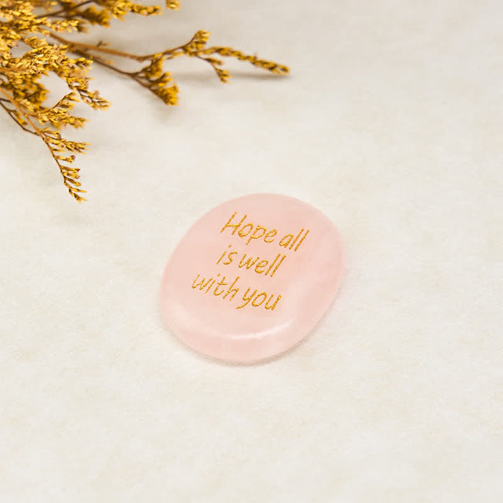 Buddha Stones Hope All Is Well With You Natural Rose Quartz Palm Stone Compassion Crystal Decor - image 5