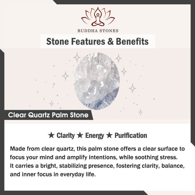 Buddha Stones Hope All Is Well With You Natural Clear Quartz White Crystal Palm Stone Energy Crystal Decor - image 5