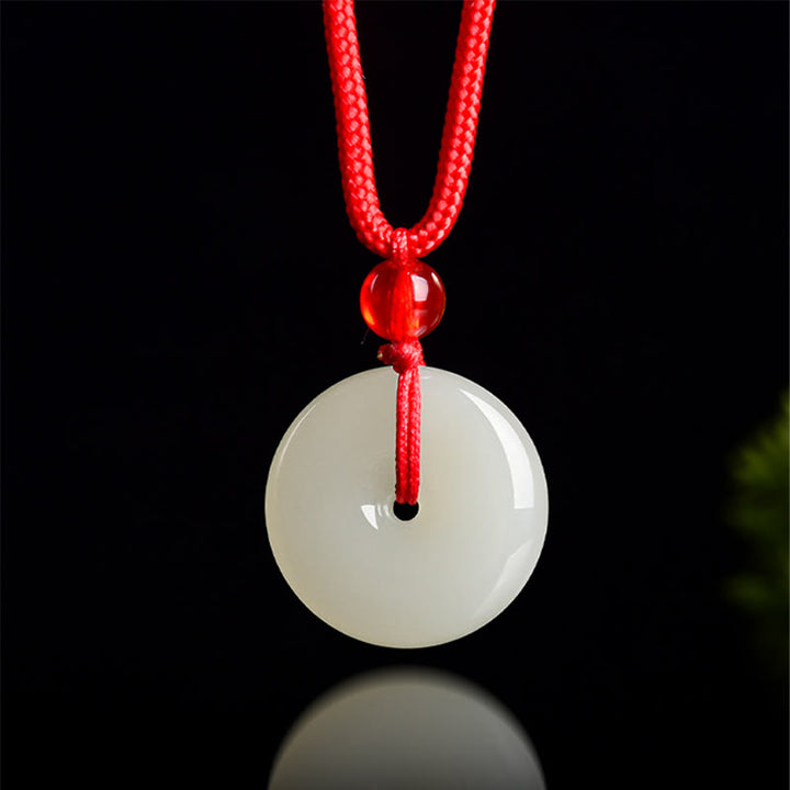 Buddha Stones Jade Peace Buckle Abundance Red Rope Necklace Pendant - image 8