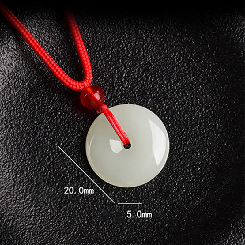 Buddha Stones Jade Peace Buckle Abundance Red Rope Necklace Pendant - image 7
