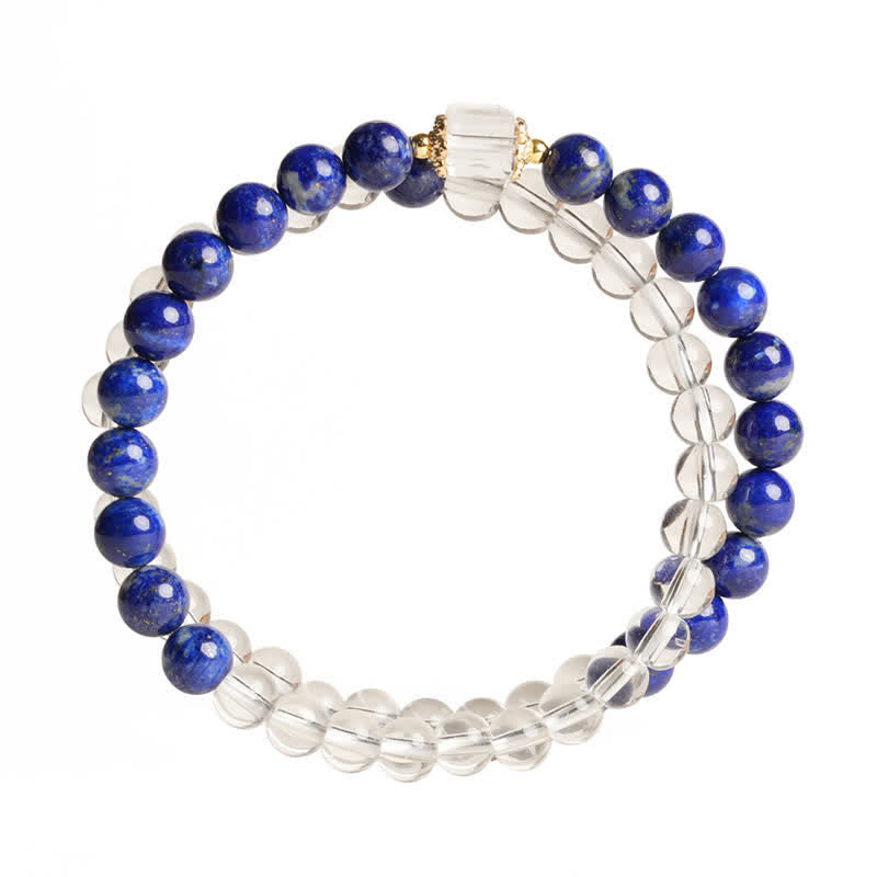 Buddha Stones Lapis Lazuli Clear Quartz Balance Beaded Bracelet - image 8