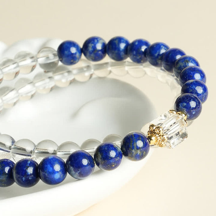 Buddha Stones Lapis Lazuli Clear Quartz Balance Beaded Bracelet - image 3
