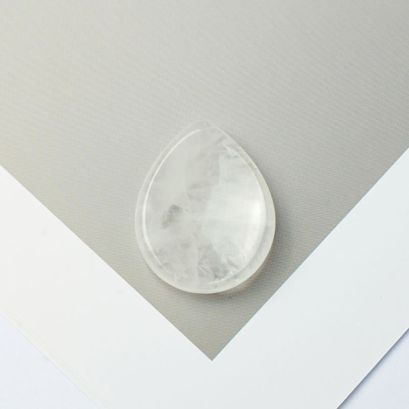 Buddha Stones Teardrop Shape Worry Stone Protection Crystal Decor 45*35*8mm - Clear Quartz - 45*35*8mm - image 1