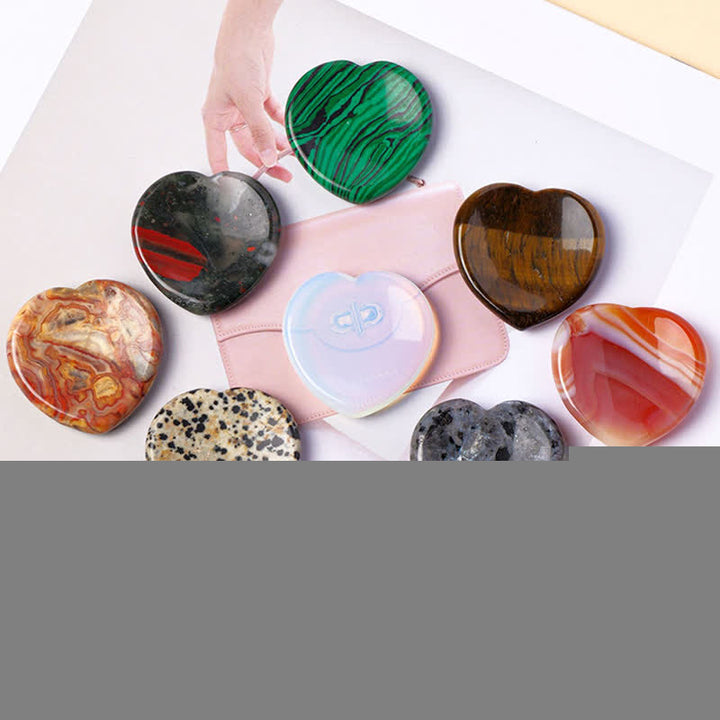 Buddha Stones Heart Worry Stone Opal Rose Quartz Motivation Crystal Decor 4*4*0.7cm - image 25