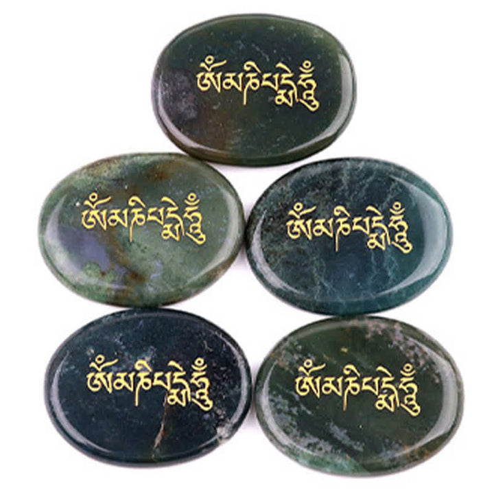 Buddha Stones Om Mani Padme Hum Amethyst Tiger Eye Palm Stone Crystal Decor 35*45mm - image 19
