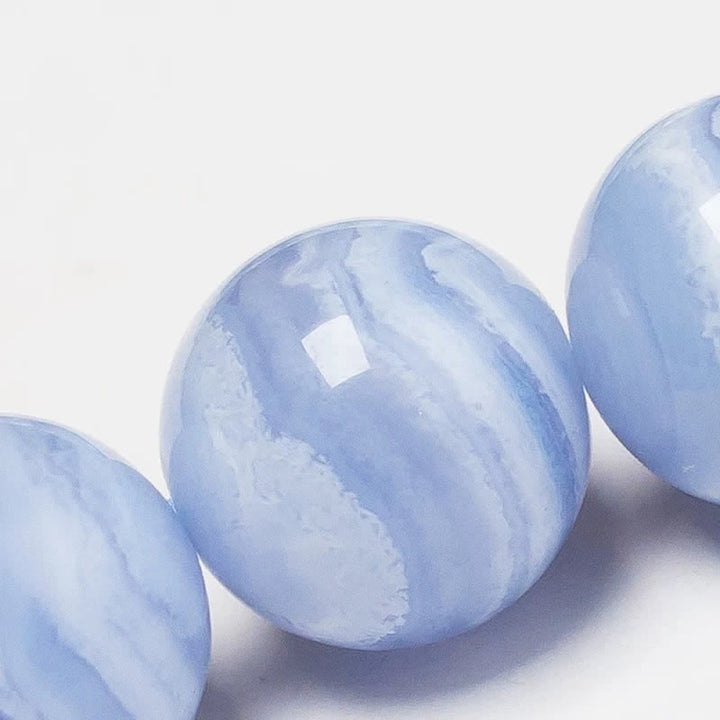 Buddha Stones Round Design Natural Blue Lace Agate Beaded Bracelet - image 4
