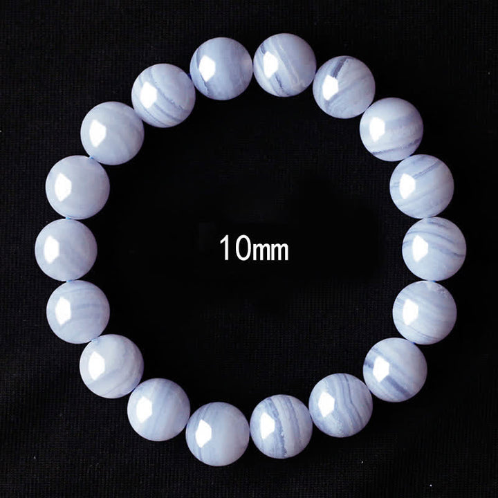 Buddha Stones Round Design Natural Blue Lace Agate Beaded Bracelet - Blue Lace Agate(Wrist Circumference 16-17cm) - image 7