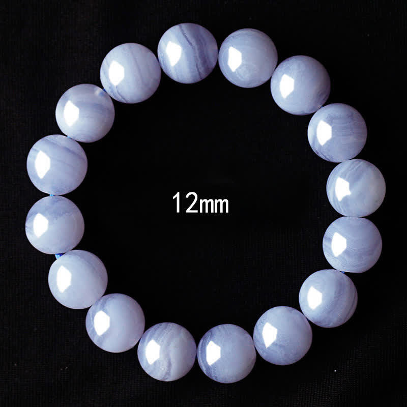 Buddha Stones Round Design Natural Blue Lace Agate Beaded Bracelet - Blue Lace Agate(Wrist Circumference 17-18cm) - image 8