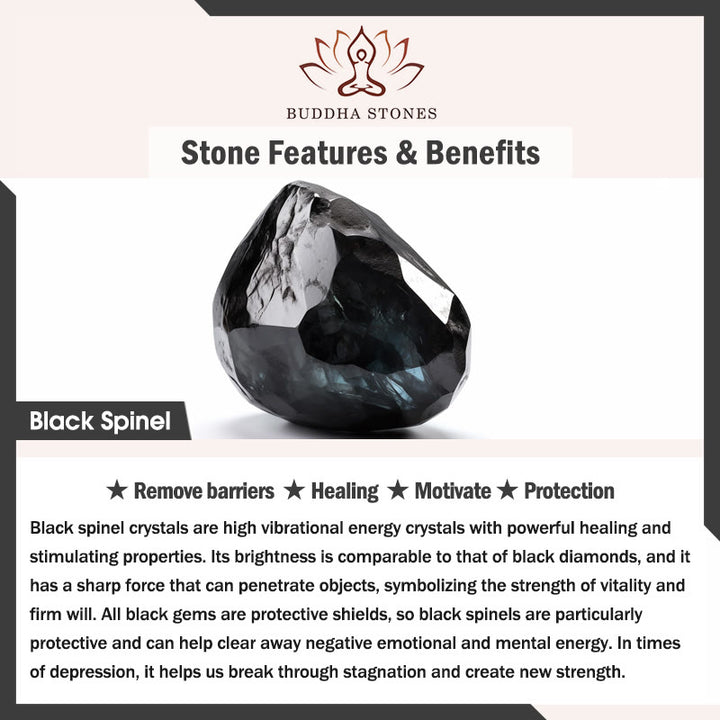 Buddha Stones Black Spinel Pearl Protection Faceted Stacking Ring - image 5