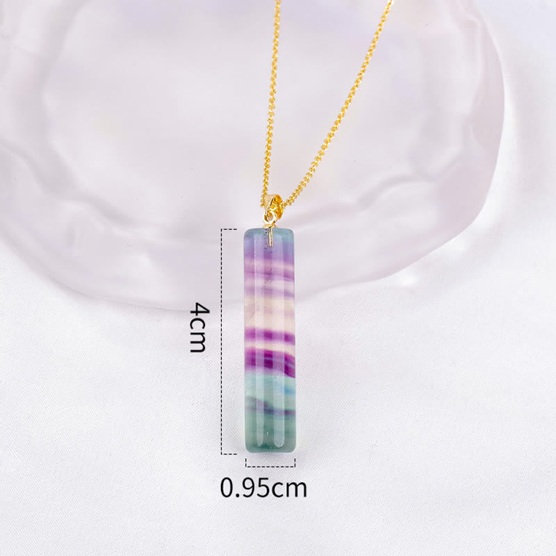 Buddha Stones Natural Colorful Fluorite Cylindrical Protection Necklace Pendant - image 8