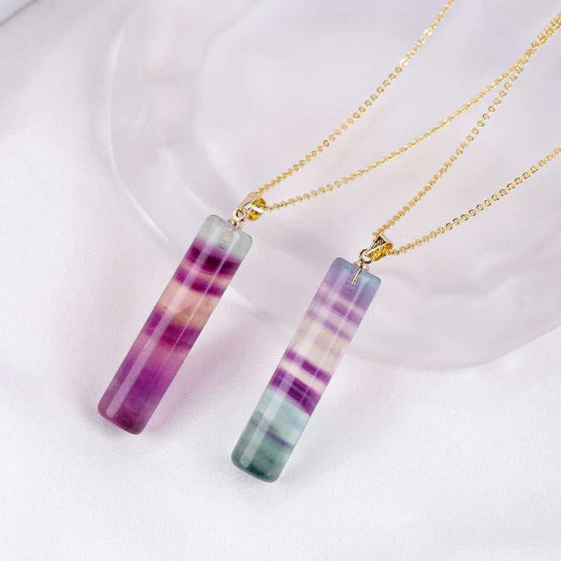 Buddha Stones Natural Colorful Fluorite Cylindrical Protection Necklace Pendant - image 4