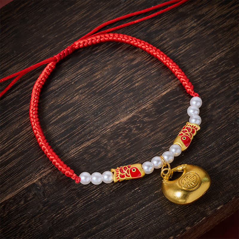 Buddha Stones Red String Plaited Koi Fish Fu Character Fortune Adjustable Cats Dogs Pet Collar - image 2