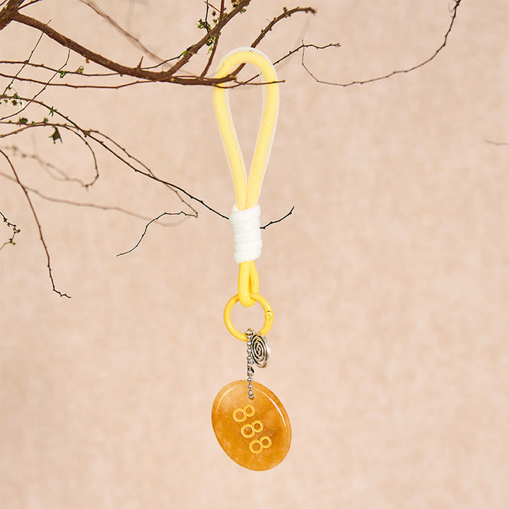 Buddha Stones "Attract Abundance and Success" 888 Angel Number Natural Yellow Aventurine Key Chain Hanging Decoration Includes Gift Message Card - image 3