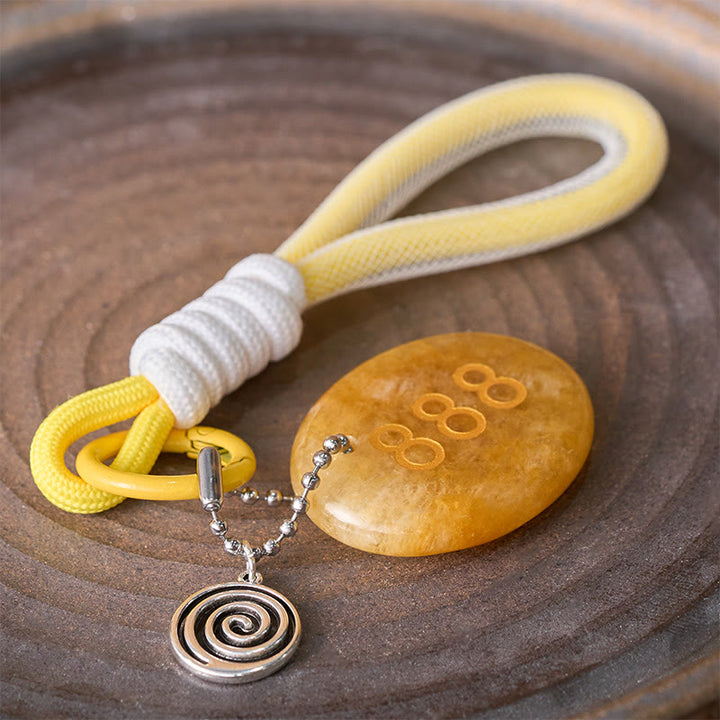 Buddha Stones "Attract Abundance and Success" 888 Angel Number Natural Yellow Aventurine Key Chain Hanging Decoration Includes Gift Message Card - image 1